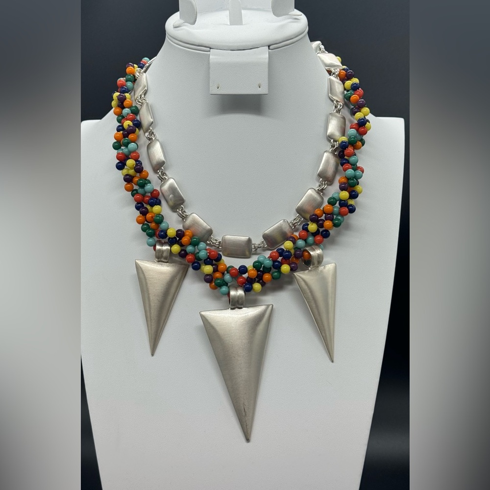 Vintage Joan Rivers Czech Republic Multi color Beaded Statement Necklace NWOT